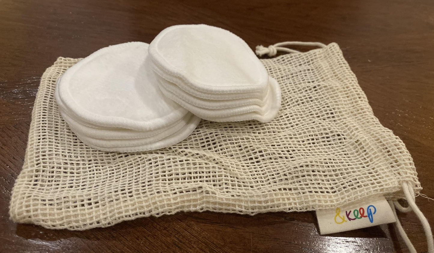 10 Reusable Soft Bamboo & Cotton Make-Up Pads in Cotton with Cotton Mesh Wash Bag, Eco-Friendly Product, Plastic-Free