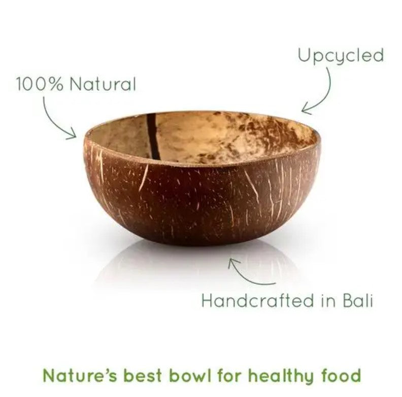 Handmade Natural Coconut Bowls with Coconut Fork & Spoon, Eco-Friendly Product, Plastic-Free