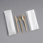 Compostable Wrapped Natural Agave Cutlery Set with Napkin - 25/pack, Eco-Friendly Product, Plastic-Free