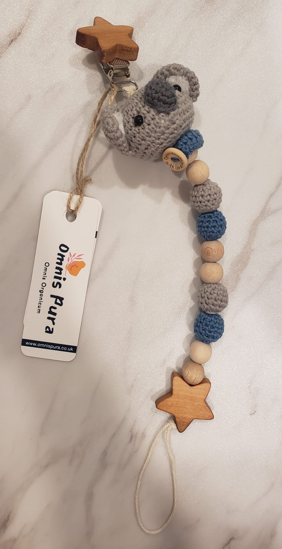 Handmade 100% Organic Cotton Crotchet Pacifier Clip Holder Strap - Different Design, Eco-Friendly Product, Plastic-Free