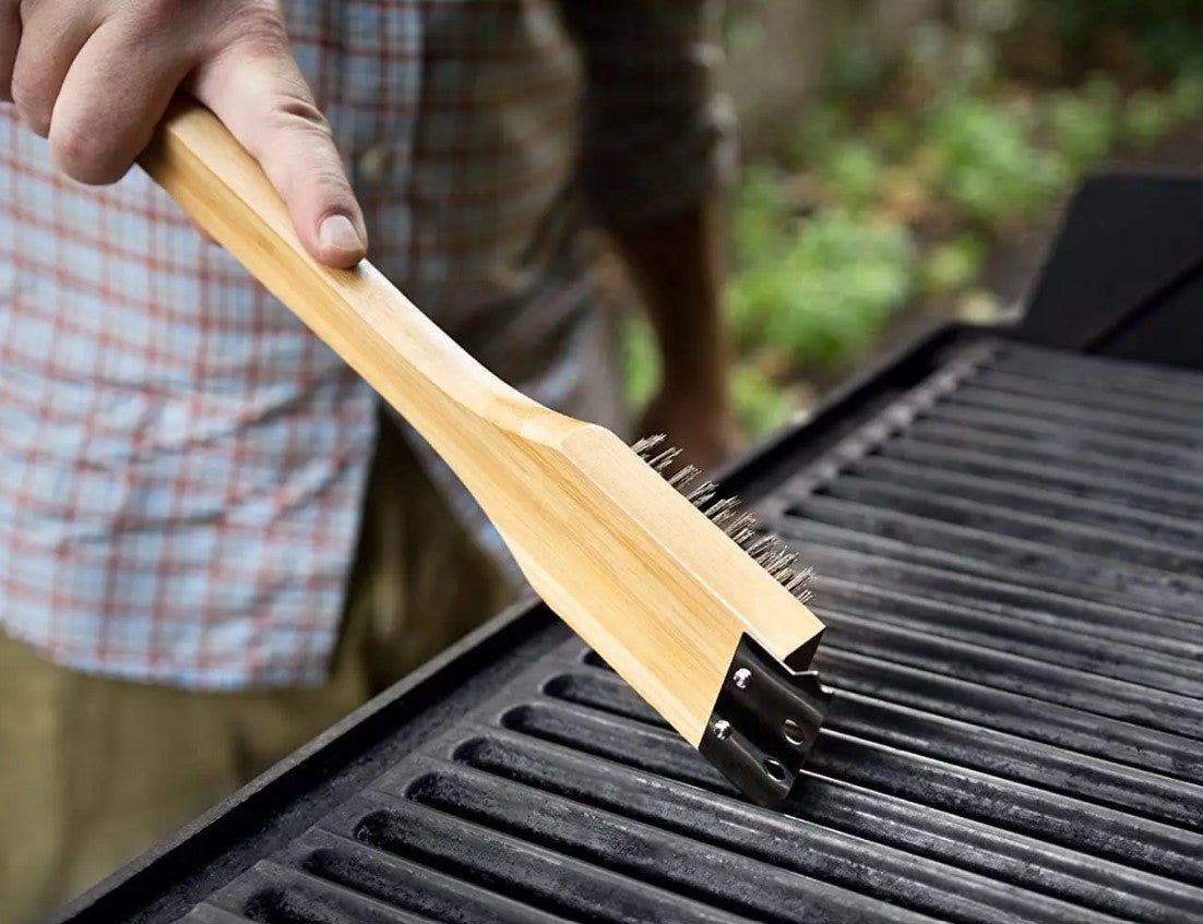 100% Recycled Stainless Steel BBQ Tools Set with Bamboo Handles, Eco-Friendly Product, Plastic-Free